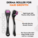 Opecia Derma Roller 0.5MM For Bald Patches, Hair Regrowth & Scalp Activation | With 540 Titanium Alloy Needles | Safe & Effective to Use