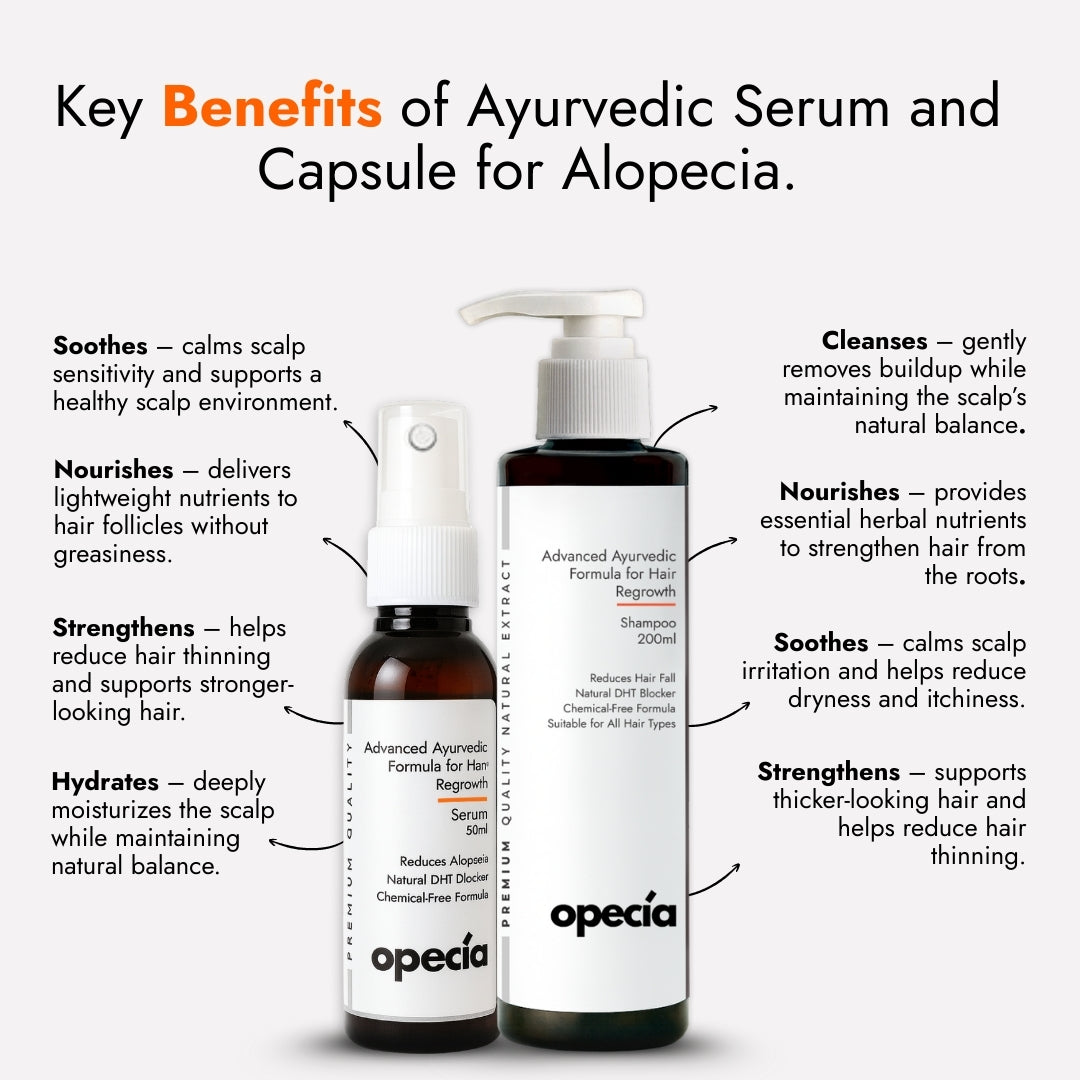Alopecia Serum & Shampoo Combo Pack – Advanced Ayurvedic Formula For Hair Fall Control & Bald Patch Recovery