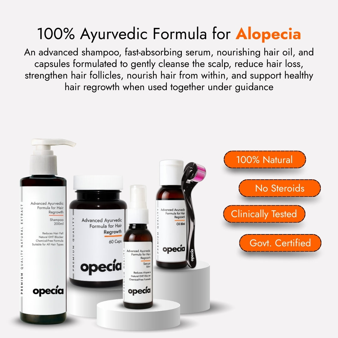 Advanced Medicine Kit for Alopecia Treatment | Oil + Serum + Shampoo + Capsules + FREE Derma Roller