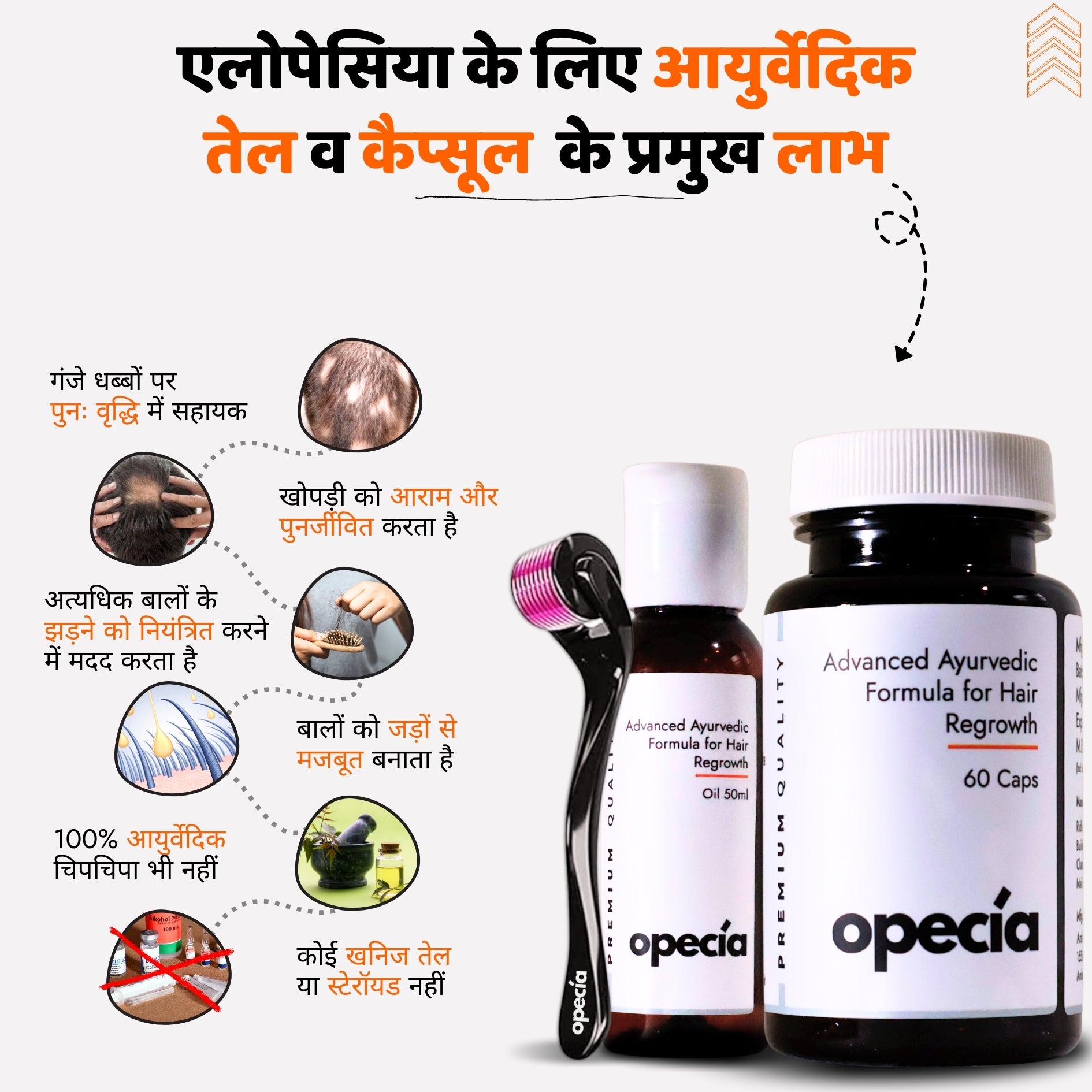 Alopecia Areata उपचार किट — गंजे पैच के लिए बेहतर प्राकृतिक समाधान (बालों की वृद्धि व खोपड़ी पोषण)